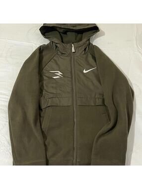Nike Dark Green Hooded Jacket with White Accents Boys Size Medium 10/12